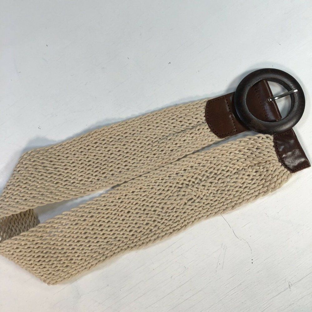 Old Navy Braided Cord Belt Women’s XS/ Small Wood Leather Cotton 3” Wide